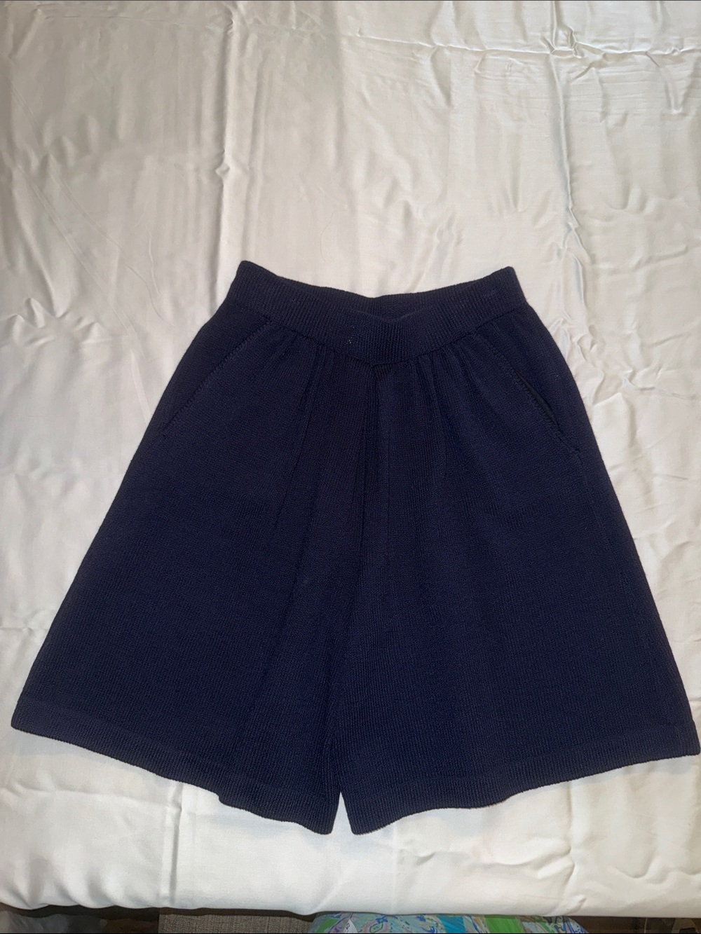 St. John Navy Knit Bermuda Shorts